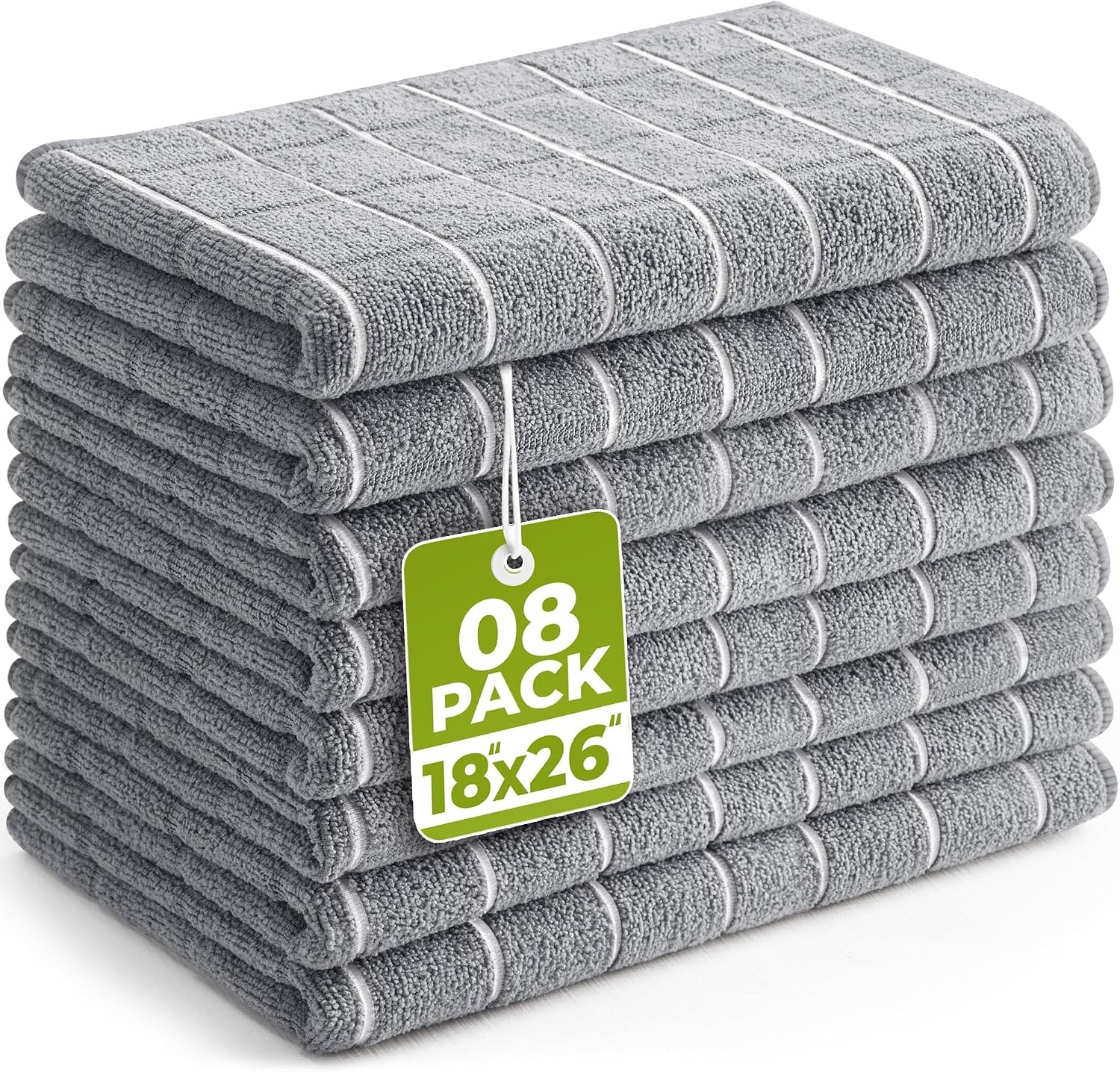 Utopia Towels Microfiber Kitchen Towels 8 Pack 18x26 Inch Grey