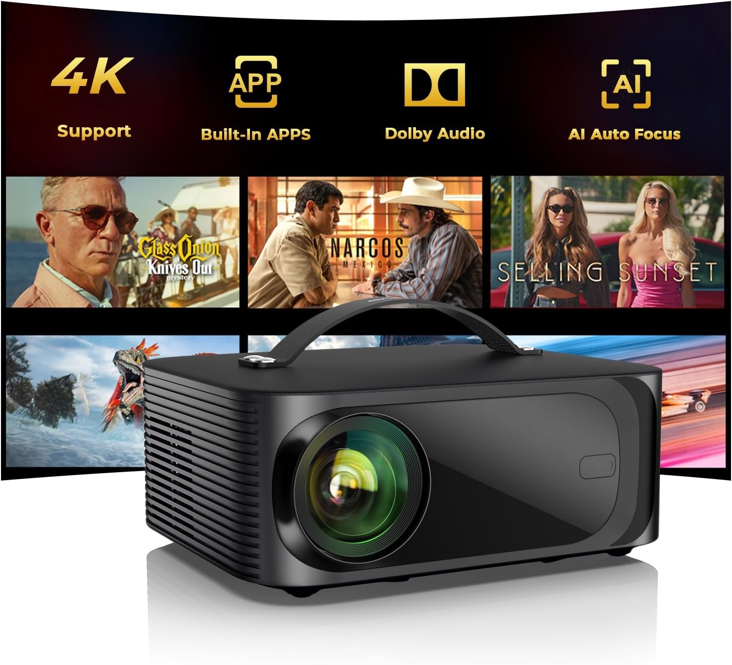 ONOAYO Outdoor Projector 4K with AI Auto Focus and 50W Dolby Audio