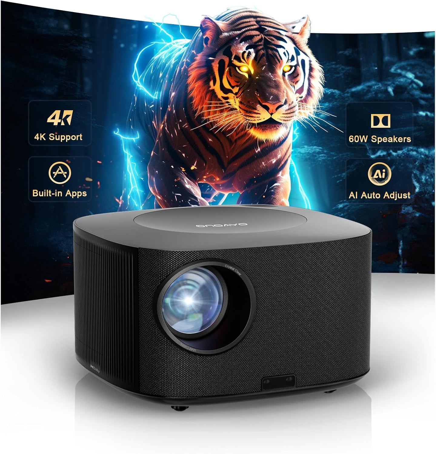 ONOAYO Outdoor Projector 4K with 60W Dolby Audio and Official Licensed Apps