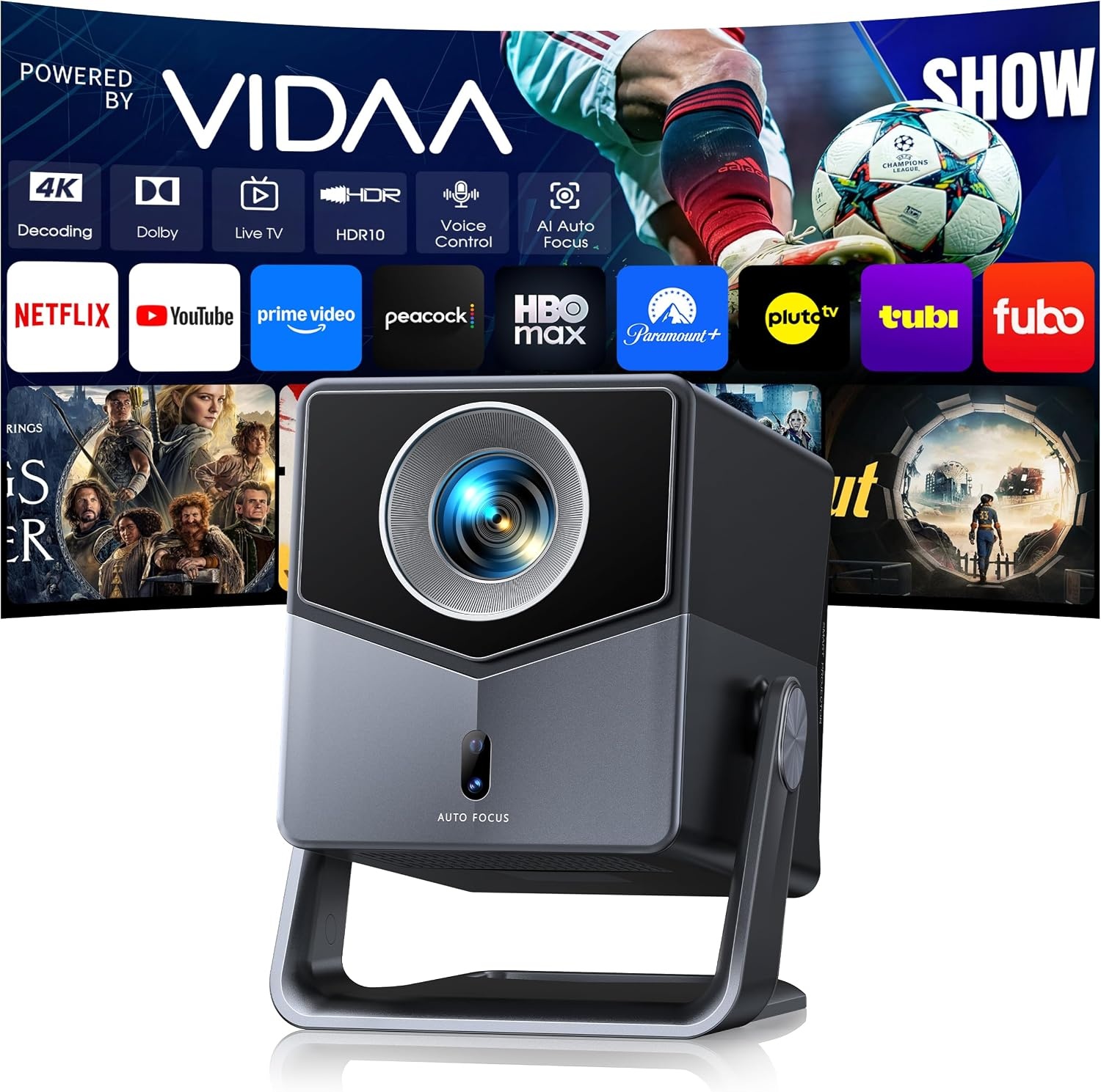 Smart Projector 4K with VIDAA Live TV and voice control