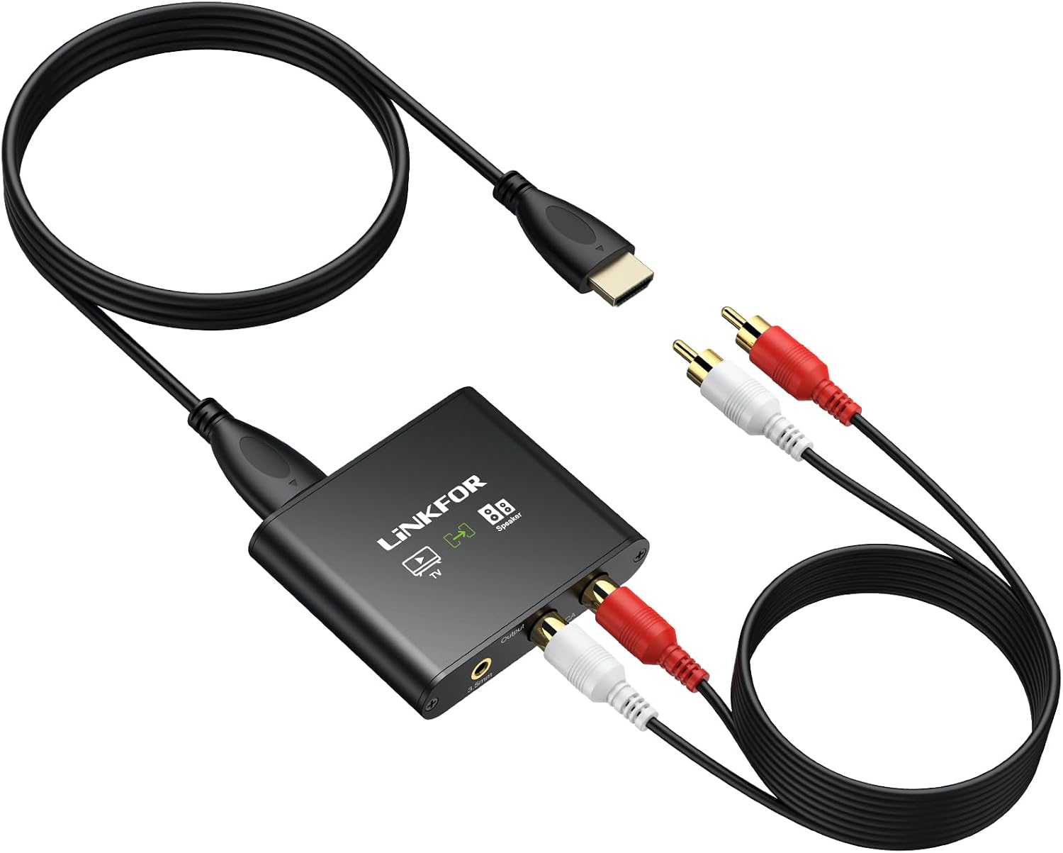 LiNKFOR 192KHz HDMI eARC/ARC Audio Extractor, HDMI to RCA & 3.5mm Converter
